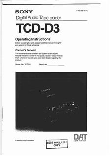 Sony TCD D 3 manual. Camera Instructions.